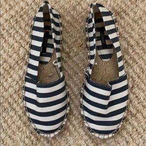 Navy and ivory striped espadrilles, 7
